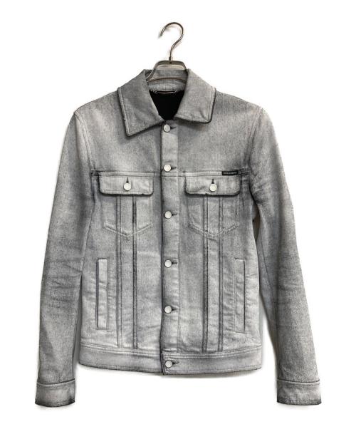 DOLCE & GABBANA（ドルチェ＆ガッバーナ）DOLCE & GABBANA (ドルチェ＆ガッバーナ) ペンキ加工トラッカージャケット グレー サイズ:44の古着・服飾アイテム
