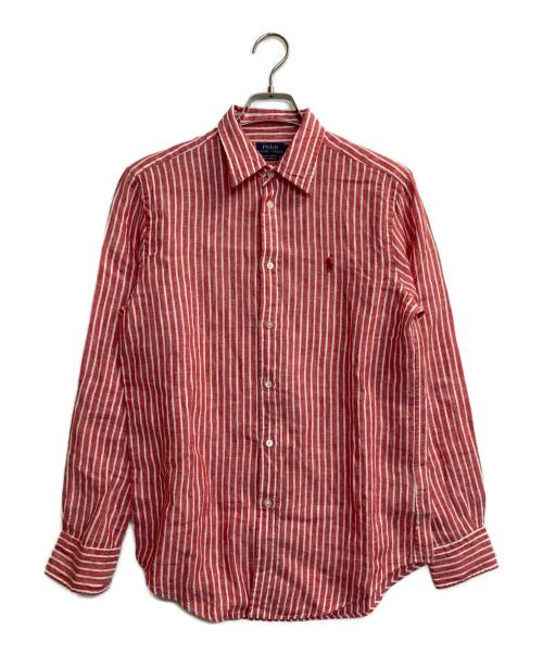 POLO RALPH LAUREN（ポロ・ラルフローレン）POLO RALPH LAUREN (ポロ・ラルフローレン) リネンストライプシャツ レッド×ホワイト サイズ:Sの古着・服飾アイテム