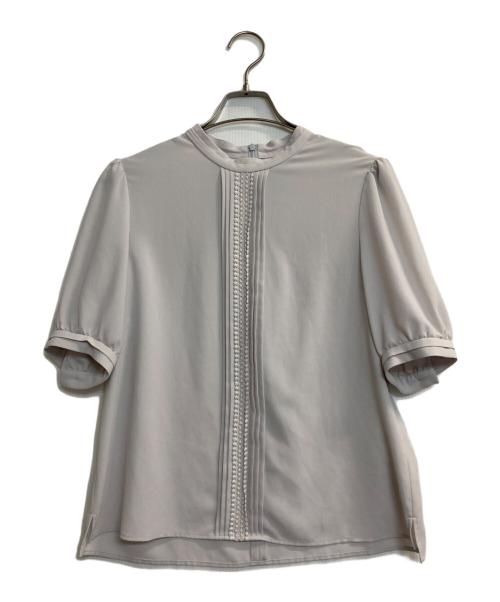 AMACA（アマカ）AMACA (アマカ) 《手洗い可》レースコンビスタンドネックブラウス グレー サイズ:40の古着・服飾アイテム