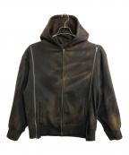 GRANCYグランシー）の古着「Triple Zip Design Dirty Hoodie」｜ブラック