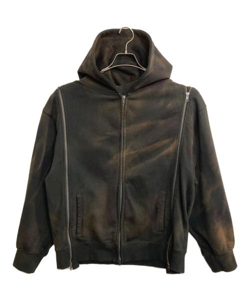 GRANCY（グランシー）GRANCY (グランシー) Triple Zip Design Dirty Hoodie ブラック サイズ:Ｌの古着・服飾アイテム