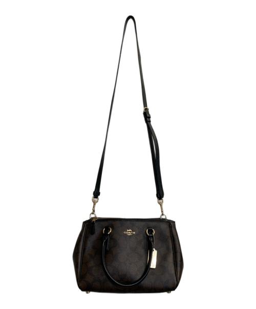 COACH（コーチ）COACH (コーチ) シグネチャー2wayショルダーバッグ ブラック×ブラウンの古着・服飾アイテム