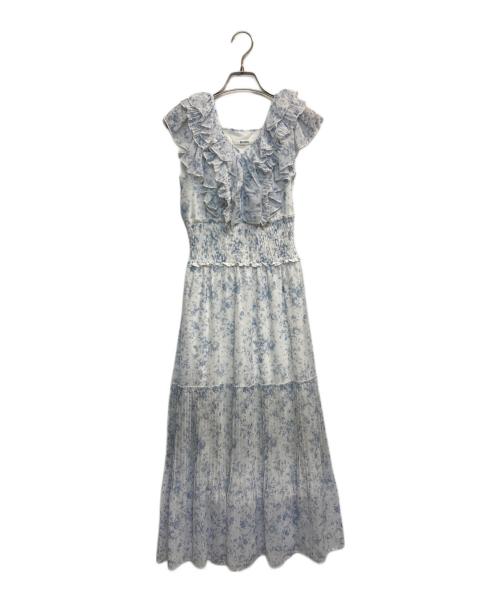 Snidel（スナイデル）Snidel (スナイデル) Sustainaプリーツフリルワンピース ブルー×ホワイト サイズ:00の古着・服飾アイテム