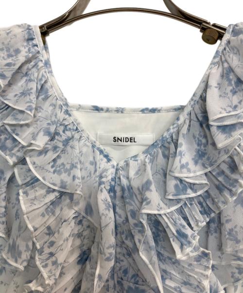 Snidel（スナイデル）Snidel (スナイデル) Sustainaプリーツフリルワンピース ブルー×ホワイト サイズ:00の古着・服飾アイテム