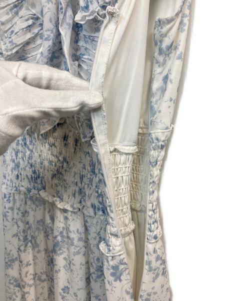 Snidel（スナイデル）Snidel (スナイデル) Sustainaプリーツフリルワンピース ブルー×ホワイト サイズ:00の古着・服飾アイテム