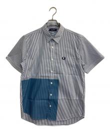 FRED PERRY（フレッドペリー）の古着「S/Sブロードストライプブロック配色シャツ」｜ネイビー