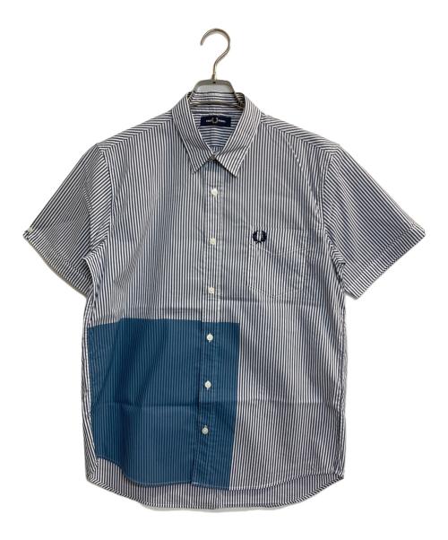 FRED PERRY（フレッドペリー）FRED PERRY (フレッドペリー) S/Sブロードストライプブロック配色シャツ ネイビー サイズ:Ｌの古着・服飾アイテム