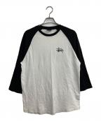 stussyステューシー）の古着「ラグランカットソー」｜ブラック×ホワイト