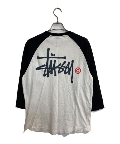 stussy（ステューシー）stussy (ステューシー) ラグランカットソー ブラック×ホワイト サイズ:Ｍの古着・服飾アイテム