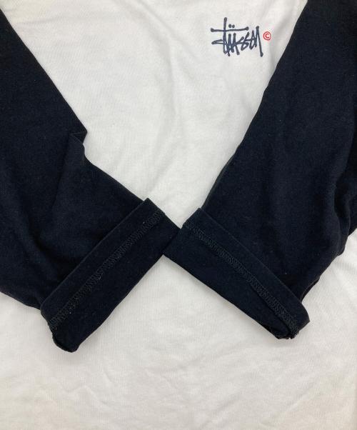 stussy（ステューシー）stussy (ステューシー) ラグランカットソー ブラック×ホワイト サイズ:Ｍの古着・服飾アイテム
