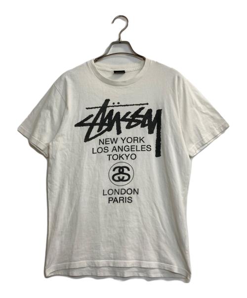 stussy（ステューシー）stussy (ステューシー) ワールドツアーＴシャツ ホワイト サイズ:ＭＥＤＩＵＭ　　の古着・服飾アイテム