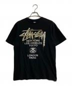stussyステューシー）の古着「ワールドツアーＴシャツ」｜ブラック