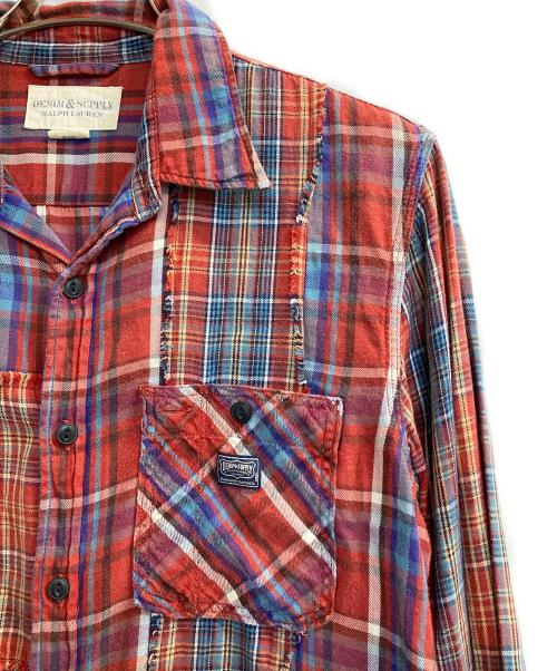 Denim & Supply Ralph Lauren（デニム＆サプライ ラルフローレン）Denim & Supply Ralph Lauren (デニム＆サプライ ラルフローレン) 再構築コットンチェックシャツ レッド サイズ:Ｍの古着・服飾アイテム