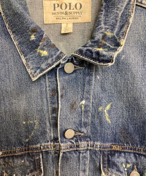 Denim & Supply Ralph Lauren（デニム＆サプライ ラルフローレン）DENIM & SUPPLY RALPH LAUREN (デニム＆サプライ ラルフローレン) ペイントスプラッター デニム トラッカー ジャケット インディゴ サイズ:Ｌ 未使用品の古着・服飾アイテム