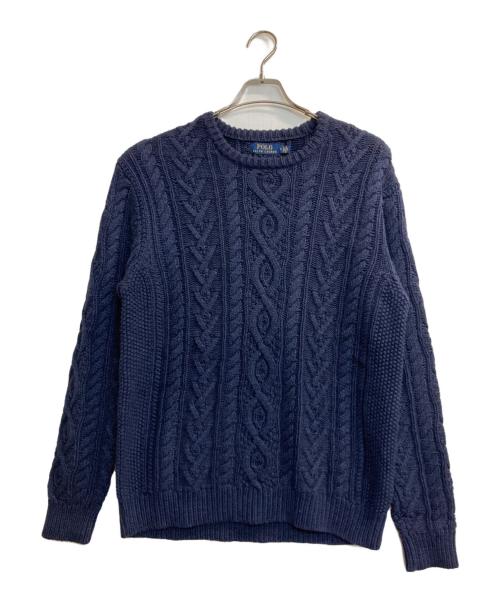POLO RALPH LAUREN（ポロ・ラルフローレン）POLO RALPH LAUREN (ポロ・ラルフローレン) カシミヤ混フィッシャーマンニット ネイビー サイズ:Ｍの古着・服飾アイテム