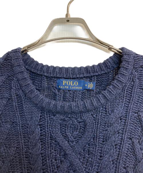 POLO RALPH LAUREN（ポロ・ラルフローレン）POLO RALPH LAUREN (ポロ・ラルフローレン) カシミヤ混フィッシャーマンニット ネイビー サイズ:Ｍの古着・服飾アイテム