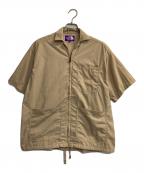THE NORTHFACE PURPLELABELザ・ノースフェイス パープルレーベル）の古着「Polyester Linen Field H/S Zip Shirt」｜ベージュ