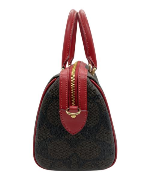 COACH（コーチ）COACH (コーチ) ローアン サッチェル バッグ・マキシ シグネチャー キャンバス ブラウン×レッドの古着・服飾アイテム