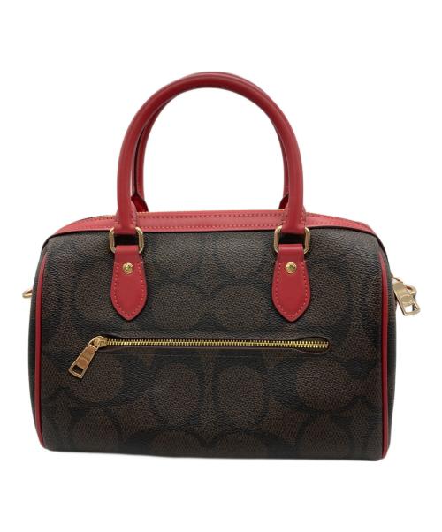 COACH（コーチ）COACH (コーチ) ローアン サッチェル バッグ・マキシ シグネチャー キャンバス ブラウン×レッドの古着・服飾アイテム