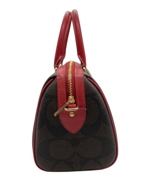 COACH（コーチ）COACH (コーチ) ローアン サッチェル バッグ・マキシ シグネチャー キャンバス ブラウン×レッドの古着・服飾アイテム