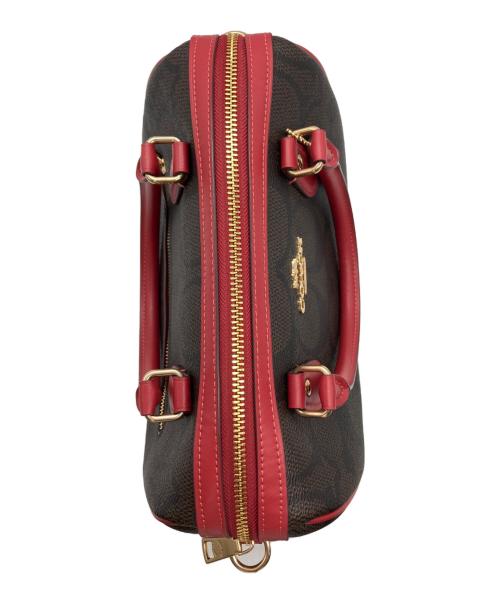 COACH（コーチ）COACH (コーチ) ローアン サッチェル バッグ・マキシ シグネチャー キャンバス ブラウン×レッドの古着・服飾アイテム