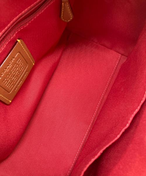 COACH（コーチ）COACH (コーチ) ローアン サッチェル バッグ・マキシ シグネチャー キャンバス ブラウン×レッドの古着・服飾アイテム