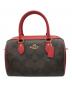 COACH (コーチ) ローアン サッチェル バッグ・マキシ シグネチャー キャンバス ブラウン×レッド：18000円