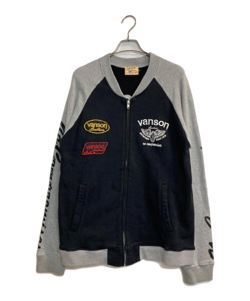 VANSON（バンソン）VANSON (バンソン) SWEAT RAGLAN JACKET ブラック×グレー サイズ:ＸＬの古着・服飾アイテム