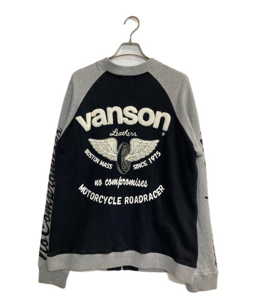 VANSON（バンソン）VANSON (バンソン) SWEAT RAGLAN JACKET ブラック×グレー サイズ:ＸＬの古着・服飾アイテム