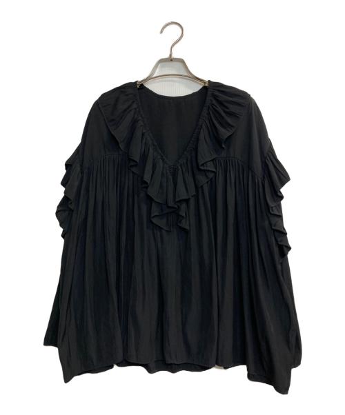 Spick and Span（スピック＆スパン）Spick and Span (スピック＆スパン) フリルVネックブラウス ブラック サイズ:不明の古着・服飾アイテム