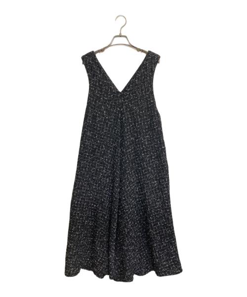 BEARDSLEY（ビアズリー）BEARDSLEY (ビアズリー) ツイードフレアーワンピース ブラックの古着・服飾アイテム