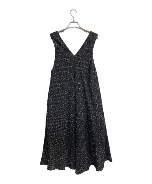 BEARDSLEY（ビアズリー）BEARDSLEY (ビアズリー) ツイードフレアーワンピース ブラックの古着・服飾アイテム