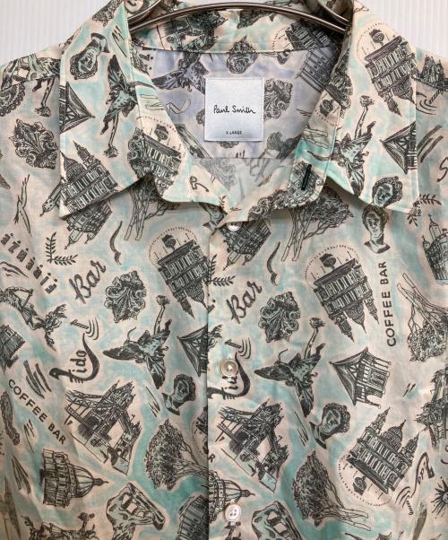 PAUL SMITH（ポールスミス）Paul Smith (ポールスミス) Souvenir プリント総柄 シャツ ミント サイズ:ＸＬの古着・服飾アイテム
