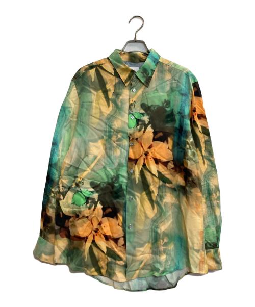 PAUL SMITH（ポールスミス）PAUL SMITH (ポールスミス) レーヨンプリント総柄シャツ グリーン×オレンジ サイズ:ＸＬの古着・服飾アイテム
