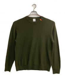 PAUL SMITH（ポールスミス）の古着「マルチカラーリブクルーネックニット」｜グリーン