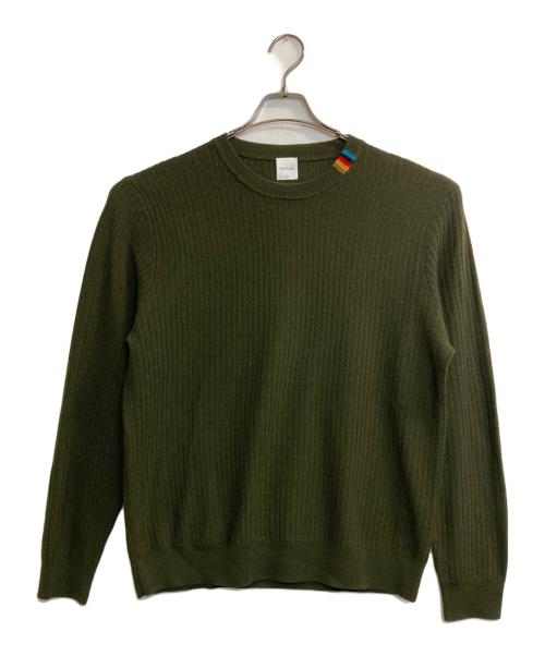 PAUL SMITH（ポールスミス）PAUL SMITH (ポールスミス) マルチカラーリブクルーネックニット グリーン サイズ:Ⅼの古着・服飾アイテム