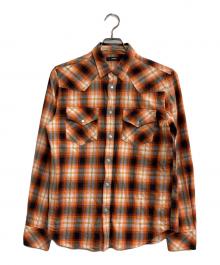 DIESEL（ディーゼル）の古着「ダメージ加工チェックウエスタンシャツ」｜オレンジ