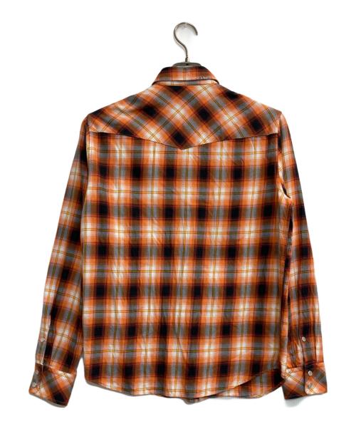 DIESEL（ディーゼル）DIESEL (ディーゼル) ダメージ加工チェックウエスタンシャツ オレンジ サイズ:Sの古着・服飾アイテム