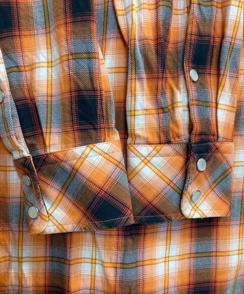 DIESEL（ディーゼル）DIESEL (ディーゼル) ダメージ加工チェックウエスタンシャツ オレンジ サイズ:Sの古着・服飾アイテム