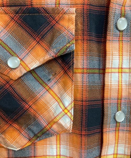 DIESEL（ディーゼル）DIESEL (ディーゼル) ダメージ加工チェックウエスタンシャツ オレンジ サイズ:Sの古着・服飾アイテム