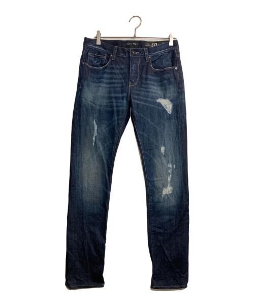ARMANI EXCHANGE（アルマーニ エクスチェンジ）ARMANI EXCHANGE (アルマーニ エクスチェンジ) ダメージ加工スリムデニムパンツ インディゴ サイズ:Ｗ３１　の古着・服飾アイテム