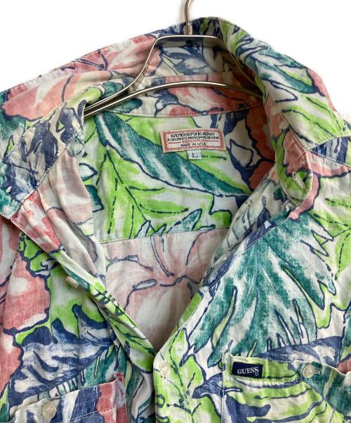 GUESS JEANS（ゲス ジーンズ）GUESS jeans (ゲス ジーンズ) 90s コットン総柄S/Sシャツ グリーン サイズ:Ｌの古着・服飾アイテム