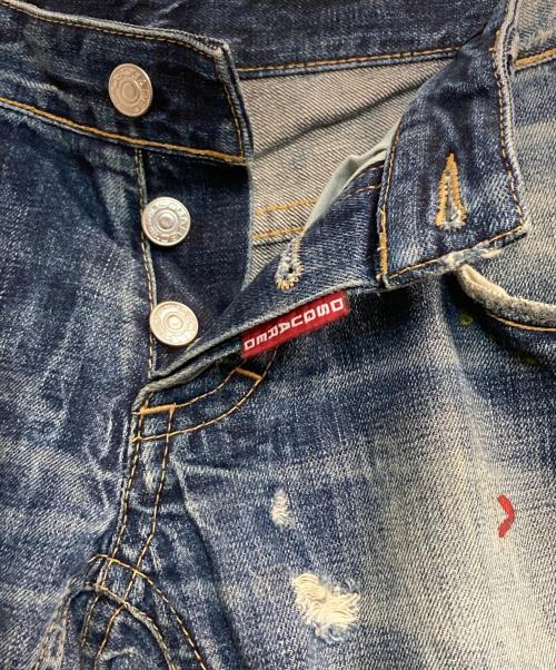 DSQUARED2（ディースクエアード）DSQUARED2 (ディースクエアード) ダメージペイントデニムパンツ インディゴ サイズ:42の古着・服飾アイテム