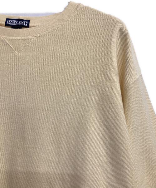 LAND'S END（ランズエンド）LAND'S END (ランズエンド) 90s 前Vガゼット鹿の子スウェット バターイエロー サイズ:ＸＬの古着・服飾アイテム