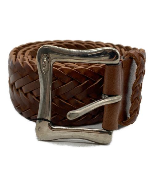 J&M DAVIDSON（ジェイ＆エム デヴィッドソン）J&M DAVIDSON (ジェイ＆エム デヴィッドソン) レザーメッシュベルト ブラウンの古着・服飾アイテム