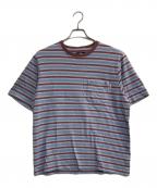 stussyステューシー）の古着「Griffin Stripe Crew/ボーダーTシャツ」｜ボルドー×ブルー