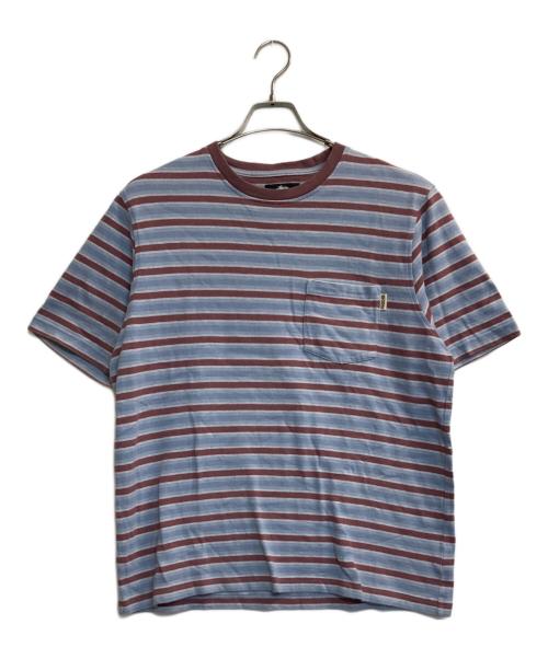 stussy（ステューシー）stussy (ステューシー) Griffin Stripe Crew/ボーダーTシャツ ボルドー×ブルー サイズ:Mの古着・服飾アイテム