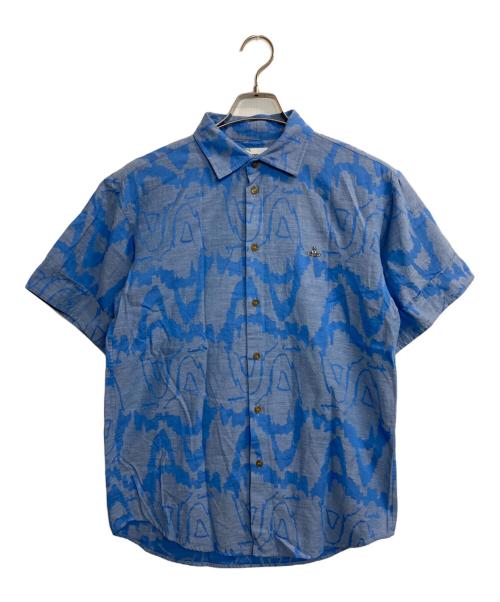 Vivienne Westwood man（ヴィヴィアン ウェストウッド マン）Vivienne Westwood man (ヴィヴィアン ウェストウッド マン) ワンポイントオーブ総柄シャツ ブルー サイズ:46の古着・服飾アイテム