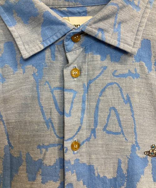 Vivienne Westwood man（ヴィヴィアン ウェストウッド マン）Vivienne Westwood man (ヴィヴィアン ウェストウッド マン) ワンポイントオーブ総柄シャツ ブルー サイズ:46の古着・服飾アイテム