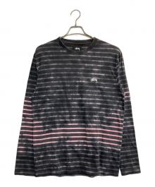 stussy（ステューシー）の古着「Bleach Stripe L/S Crew」｜グレー×ピンク